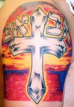 White cross tattoo