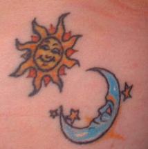Sun, star and moon tattoo