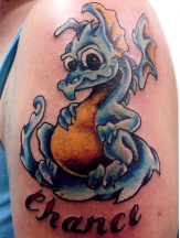 Blue Cartoon Dragon Tattoo with orange stomach.PNG