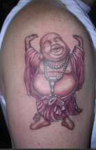 Happy buddha tattoo on the arm.PNG