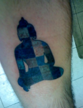 Two pattern blue colors Buddhist tattoo gallery.PNG