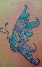 Blue and purple butterfly tattoo