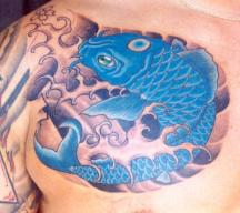 Big blue fish tattoo
