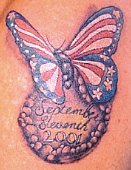 US flag colors butterfly tattoo