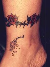 red roses ankle tattoo