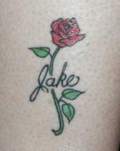 rose with name tattoo