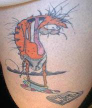 Orange cat toon tattoo