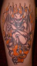 gargoyle tattoo on fire