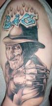 Scary face Freddy Krueger tattoo with hat