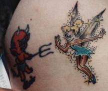 Fairy fight with the devil tattoo