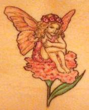 Fairy on flower tattoo
