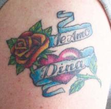 Heart with orange rose tattoo
