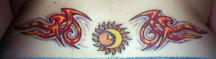 colorful cool tattoos on the lower back