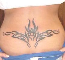 tribal tattoo on lower back
